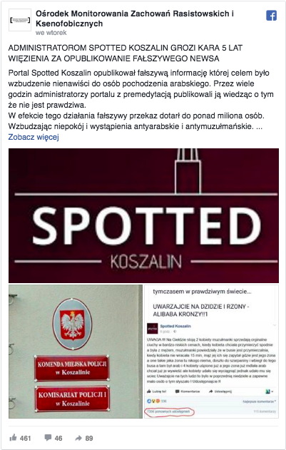 Post Ośrodka Monitorowania Zachować Rasistowskich i Ksenofobicznych